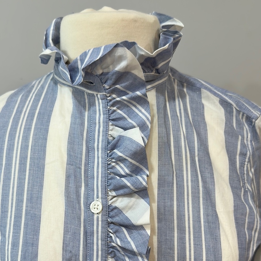 Banana republic career top up and down, stripes and ruffles